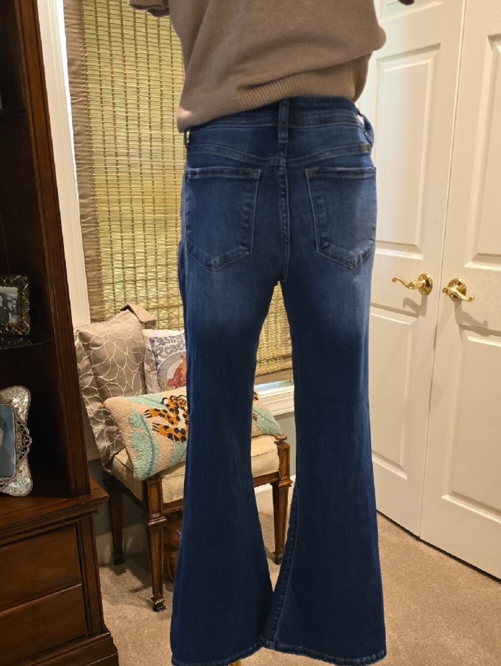 KanCan Dark Blue Distressed Flare Jeans - Picture 2 of 3